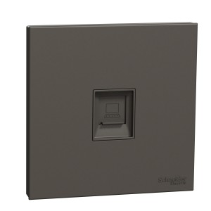 Schneider Electric AvatarOn C Telephone socket 1 gang keystone on shuttered wallplate Dark grey E8731RJS4_DG