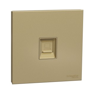 Schneider Electric AvatarOn C Telephone socket 1 gang keystone on shuttered wallplate wine gold E8731RJS4_WG