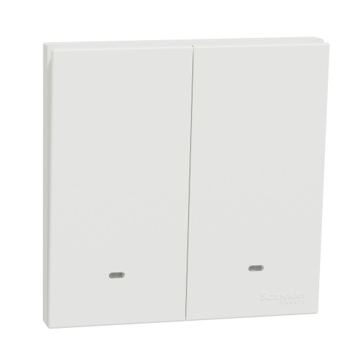 Schneider Momentary switch, AvatarOn C, 10A 250V, 2 gang, with fluorescent lamp, white E8732PRF_WE