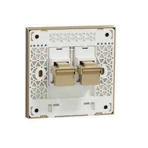 Schneider Electric AvatarOn C Telephone socket 2 gang keystone on shuttered wallplate wine gold E8732RJS4_WG