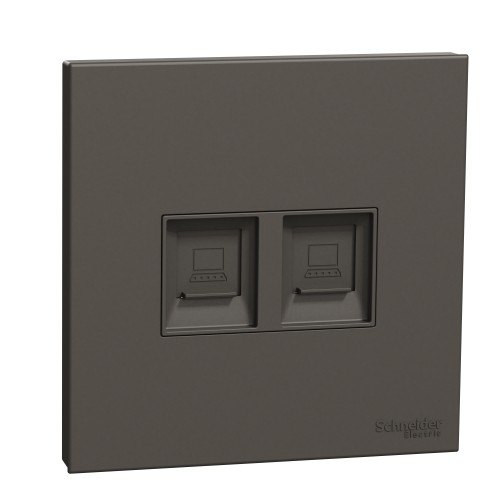 Schneider Telephone + data socket, AvatarOn C, RJ45, cat5E, keystone on shuttered wallplate, dark grey E8732TDRJS5_DG