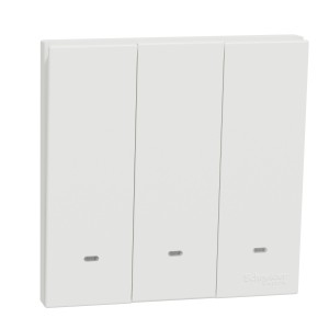 Schneider Momentary switch, AvatarOn C, 10A 250V, 3 gang, with fluorescent lamp, white E8733PRF_WE
