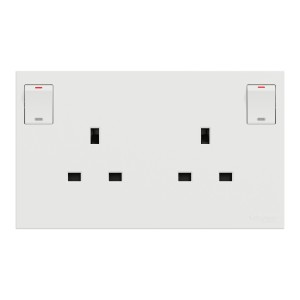 Schneider Switched socket, AvatarOn C, 13A 250V, 2 gangs, with LED, white E87T25N_WE