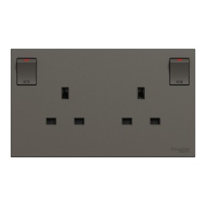 Schneider Switched socket, AvatarOn C, 13A 250V, 2 gangs, dark grey E87T25_DG