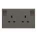 Schneider Switched socket, AvatarOn C, 13A 250V, 2 gangs, dark grey E87T25_DG