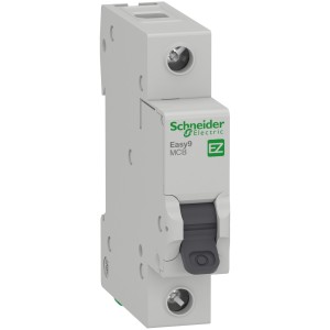 Schneider Miniature circuit breaker, Easy9, 1P, 6 A, C curve, 10000 A EZ9F51106