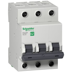 Schneider Miniature circuit breaker, Easy9, 3P, 10 A, C curve, 10000 A EZ9F51310