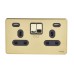 Schneider Electric Ultimate Switched Socket 2 USB charger  2 gang  13A  polished brass black GGBGU3424DBPB