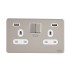 Schneider Electric Ultimate Switched Socket 2 USB charger 2 gang 13A pearl nickel white GGBGU3424DWPN