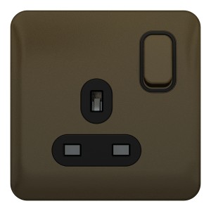 Schneider Electric Lisse  Switched Socket  1 gang 13A Mocha Bronze with Black Interior GGBL3010BMBSG