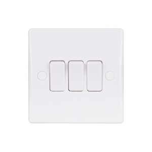 Schneider Ultimate Slimline - 2-way plate switch - 3 gangs - white GU1032