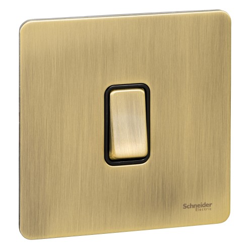 Schneider Ultimate Screwless flat plate - rocker plate switch - 1 gang - antique brass GU1412BAB