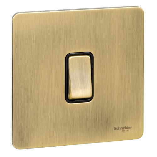 Schneider Ultimate Screwless flat plate - rocker plate switch - 1 gang - antique brass GU1412BAB