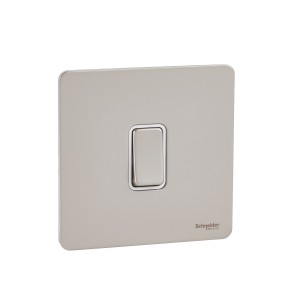 Schneider Electric Ultimate Screwless flat plate plate switch 1 gang  pearl nickel GU1414WPN