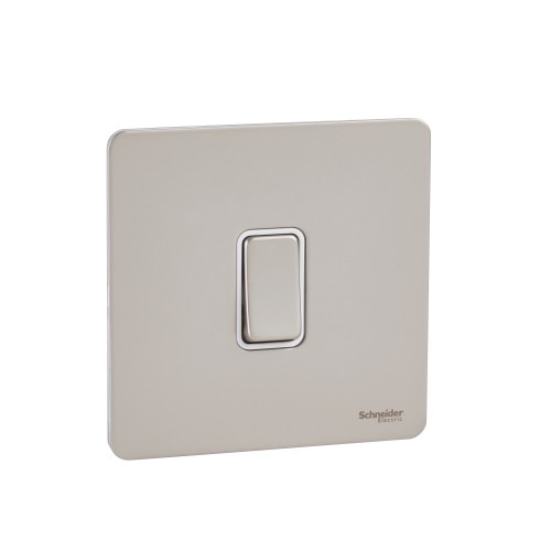 Schneider Electric Ultimate Screwless flat plate plate switch 1 gang  pearl nickel GU1414WPN