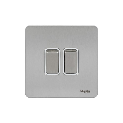 Schneider Electric Ultimate Screwless flat plate 1pole 2way switch 2 gangs  stainless steel GU1422WSS