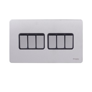 Schneider Ultimate Screwless Flat Plate 1-Pole 2-Way Switch, Screw Terminals, IP20, Stainless Steel GU1462BSS