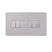 Schneider Ultimate Screwless Flat Plate Rocker Switch, 6 Gangs, Pearl Nickel GU1462WPN