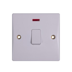 Schneider Switch with flex outlet, Ultimate Slimline, 2-pole, screw terminals, IP20, white GU2014