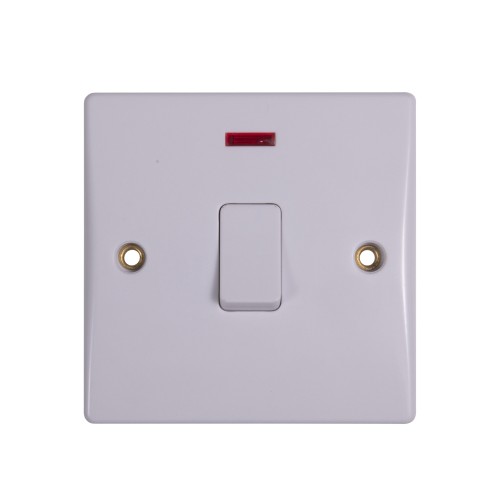 Schneider Switch with flex outlet, Ultimate Slimline, 2-pole, screw terminals, IP20, white GU2014