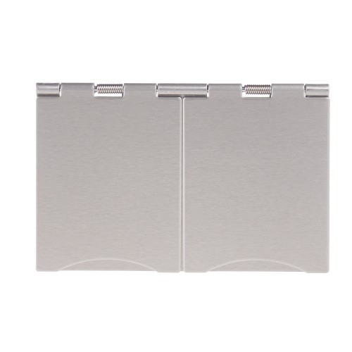 Schneider Ultimate Flat Plate Double Socket Outlet, 13A, 2P+E, BS1363, Lid, White & Stainless Steel GU3252WSS