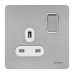 Schneider Ultimate Screwless flat plate - switched socket - 1 gang - stainless steel GU3410-WSS