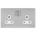 Schneider Ultimate Screwless flat plate - switched socket - 2 gangs - stainless steel GU3420WSS