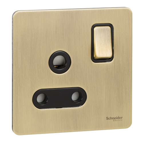 Schneider Ultimate Screwless flat plate - switched socket - 1 gang - antique brass GU3490BAB