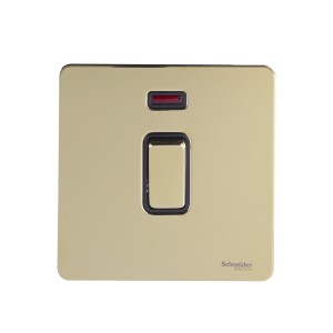 Schneider Electric Ultimate Screwless flat plate 2 pole switch 1 gang brass GU4431BPB