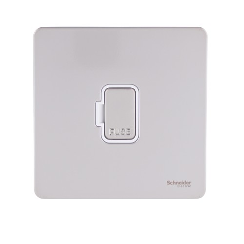 Schneider Electric Ultimate Screwless flat plate unswitched fused connection pearl nickel GU5400WPN