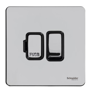 Schneider Switch-Disconnector-Fuse, Ultimate Screwless Flat Plate, 13A, Black & Chrome GU5410BPC