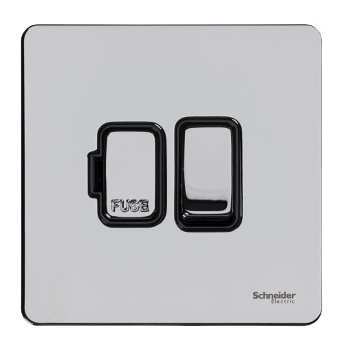 Schneider Switch-Disconnector-Fuse, Ultimate Screwless Flat Plate, 13A, Black & Chrome GU5410BPC