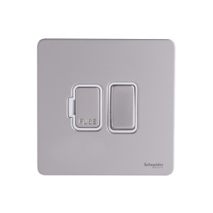 Schneider Electric Ultimate Screwless flat plate switched fused connection pearl nickel GU5410WPN