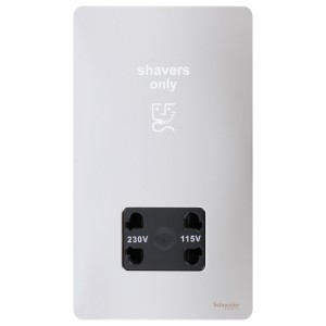 Schneider Electric Ultimate Screwless flat plate  shaver socket chrome/white GU7490-BPC