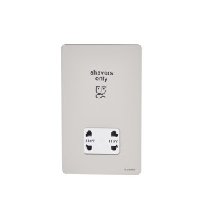 Schneider Electric Ultimate Screwless flat plate  shaver socket pearl nickel/white GU7490WPN