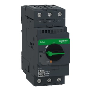 Schneider Motor circuit breaker, TeSys GV3, 3P, 50 A, magnetic, rotary handle, EverLink terminals GV3L50