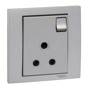 Schneider Electric Vivace 5A 250V 1Gang Switched socket Aluminium silver KB15_5_AS