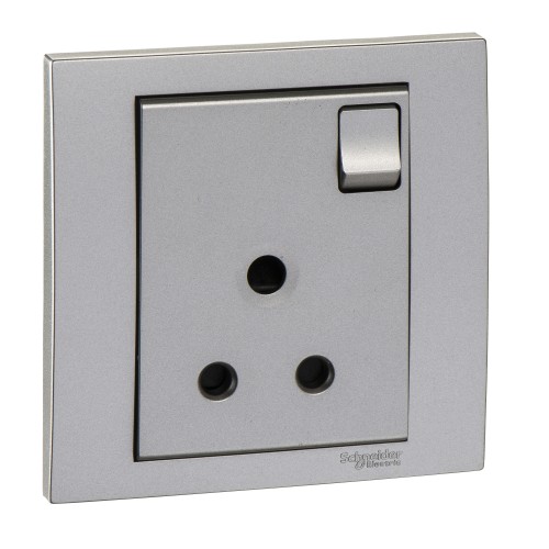 Schneider Electric Vivace 5A 250V 1Gang Switched socket Aluminium silver KB15_5_AS