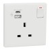 Schneider Electric Vivace E 13A Switched Socket with USB A+C 2.1A 250V 1 Gang White Schneider Electric Vivace E 13A Switched Socket with USB A+C 2.1A 250V 1 Gang White