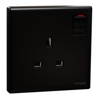 Schneider Electric Vivace E 13A 250V Switched Socket 1 Gang Black | British Standard Wall Power Socket
