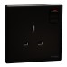 Schneider Electric Vivace E 13A 250V Switched Socket 1 Gang Black | British Standard Wall Power Socket
