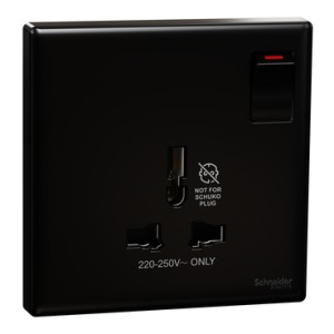 Schneider Electric Vivace E 13A Universal Switched Socket 250V 1 Gang Black