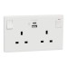 Schneider Vivace E 13A 2 Gang Switched Socket with USB A+C White