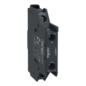 Schneider Auxiliary contact block, TeSys D, 1NO   1NC, side mounting, screw clamp terminals LAD8N11