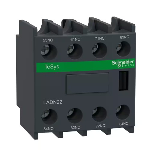 Schneider Electric TeSys D Auxiliary contact block 2NO + 2NC front mounting screw terminals LADN22 