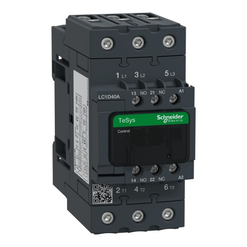 Schneider Electric Contactor TeSys Deca 3P(3 NO) AC-3/AC-3e 0 to 440V 40A 110VAC 50/60Hz coil LC1D40AF7