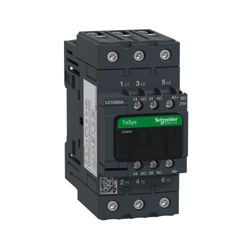 Schneider Electric TeSys D contactor  3P(3 NO)  AC 3  440 V 65 A  24 V DC standard coil LC1D65ABD