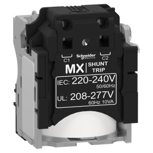 Schneider MX shunt trip release, Compact NSX, PowerPact Multistandard, EasyPact CVS, rated voltage 220 to 240 VAC 50/60 Hz, 208 to 277 VAC 60 Hz LV429387