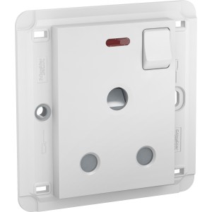 Schneider Unica - 1 gang socket-outlet with switch - 2x2P+E European - 15 A 250 V AC - whi MGU5.018.18