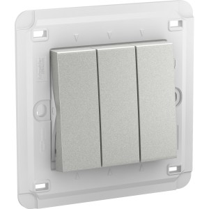 Schneider Unica - switch - 2-way - 16 AX 250 V AC - 3 gangs - aluminium MGU5.243.30